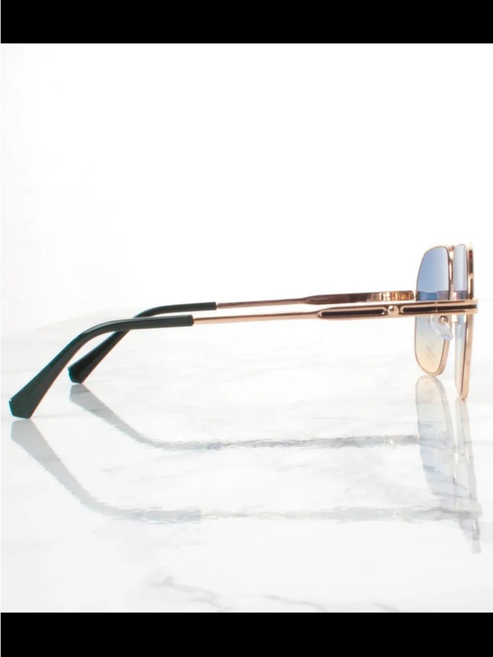 Oversized Frame Blue Gradient Aviator Sunglasses - Women - Picture 3 of 5
